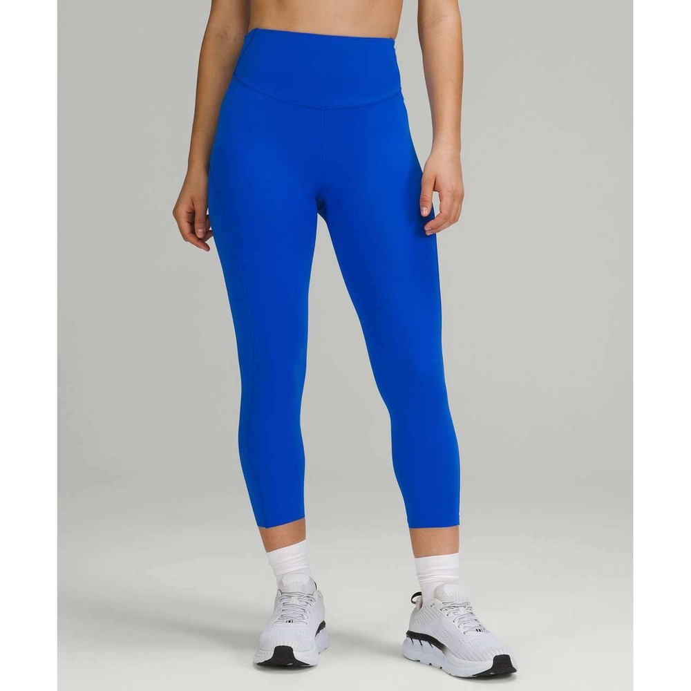 Lululemon Base Pace High Rise Crop 23 Nulux Women 4 Blue Leggings Running Yoga